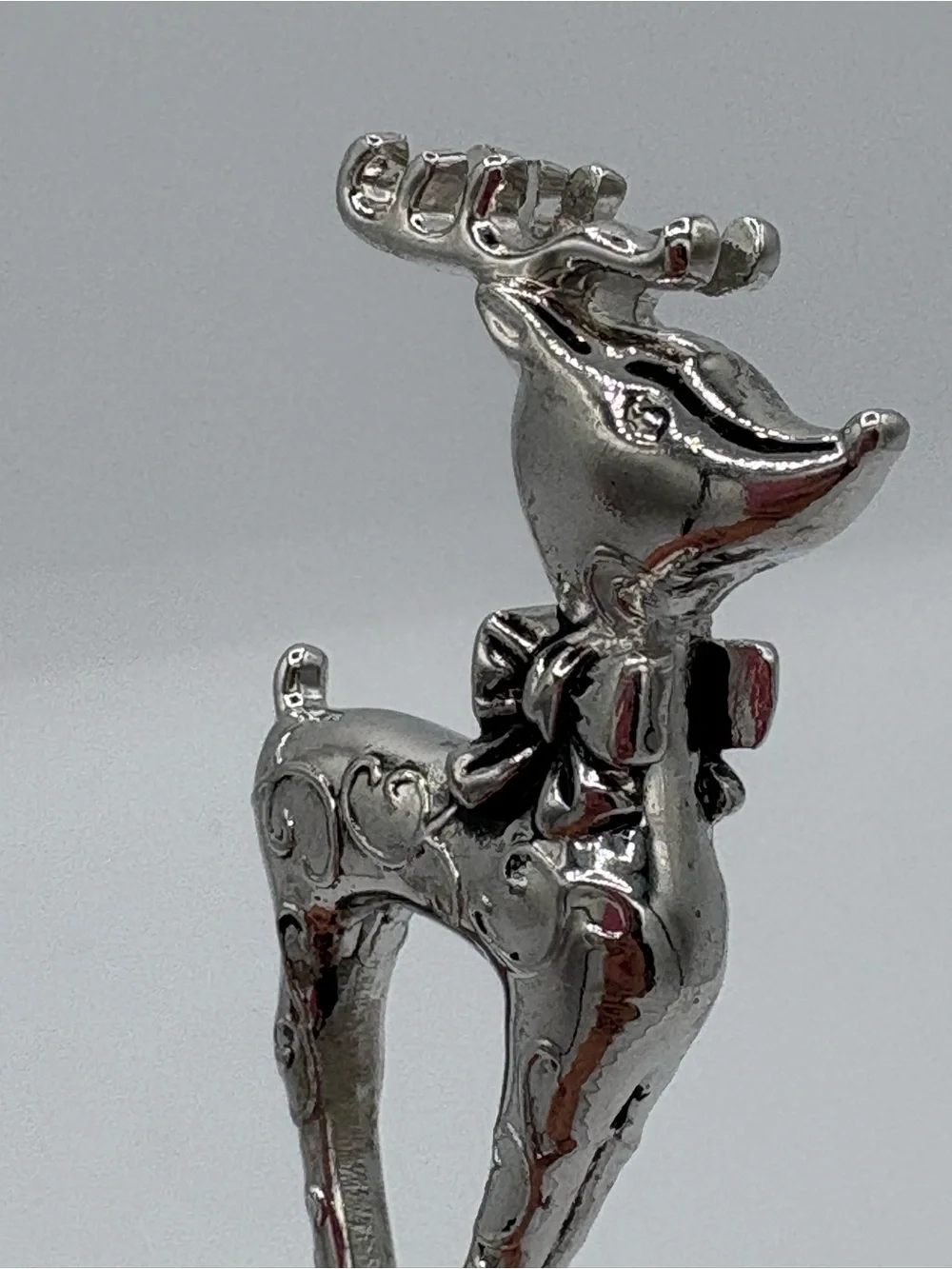 Silver Tone Reindeer Appetizer Fork Christmas Holiday Serving Utensil